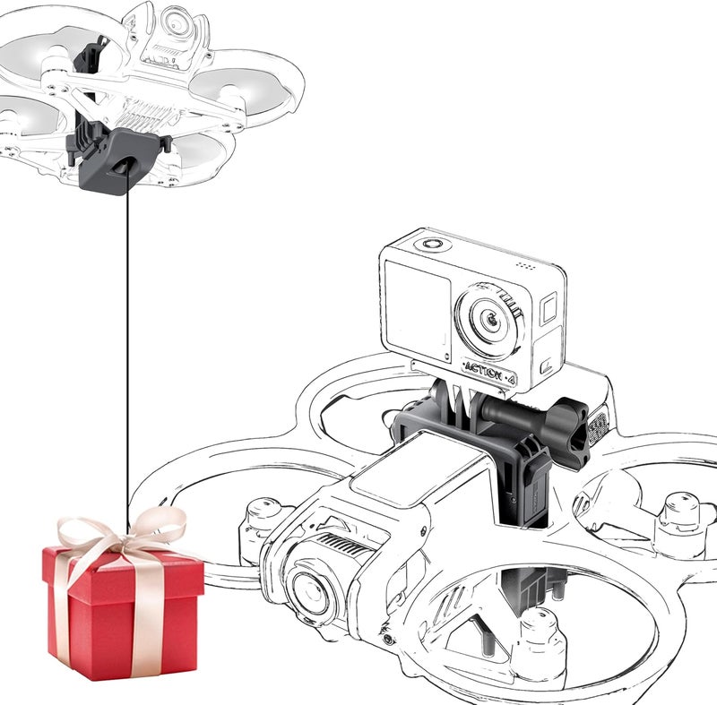 Fly Drone نظام إسقاط الطائرات بدون طيار Avata 2، إصدار إسقاط للـ DJI Avata 2، محول حامل ثلاثي القوائم 2 في 1 للـ DJI Osmo Action 5 Pro/Action 4 / للـ GoPro HERO12/ للـ Insta360، ملحقات Avata 2 - Image 1